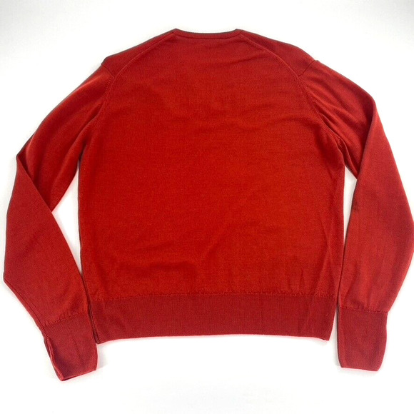 Jaeger London Vintage Mens Wool Pullover Sweater V-Neck Orange Size Medium - Picture 3 of 9